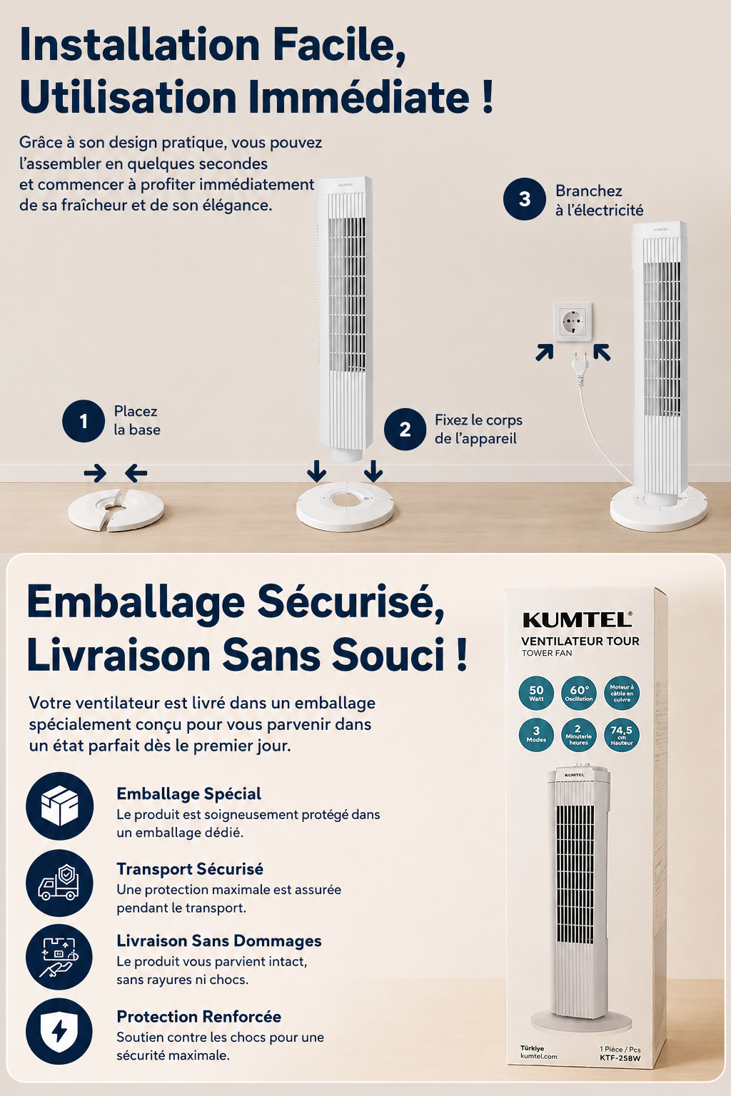 KUMTEL - Ventilateur Colonne KTF-258W – Ultimate Cooling
