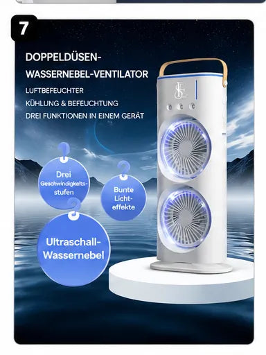 KUMTEL Wiederaufladbarer Kühlventilator mit Wassernebel